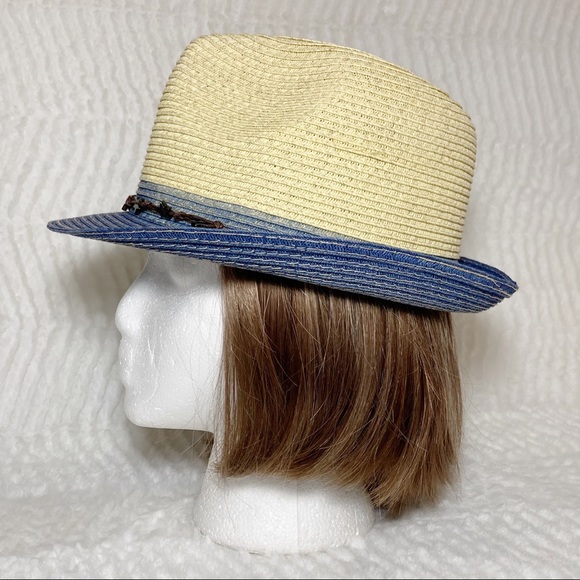 San Diego Hat Company Accessories - San Diego Hat Straw Fedora Blue Brim Star Adjustable Band